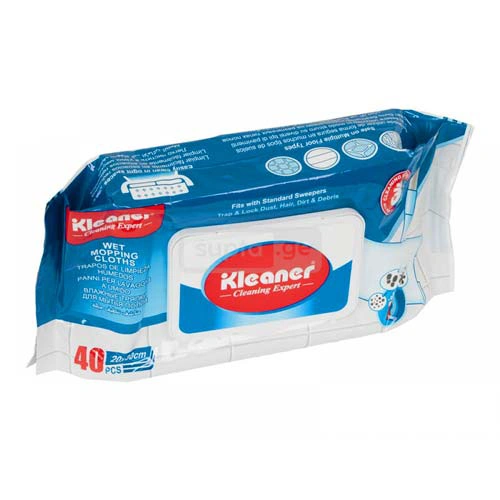 KLEANER-ქლინერ მოპის ერთჯერადი სველი ტილო 20*30სმ 40ც